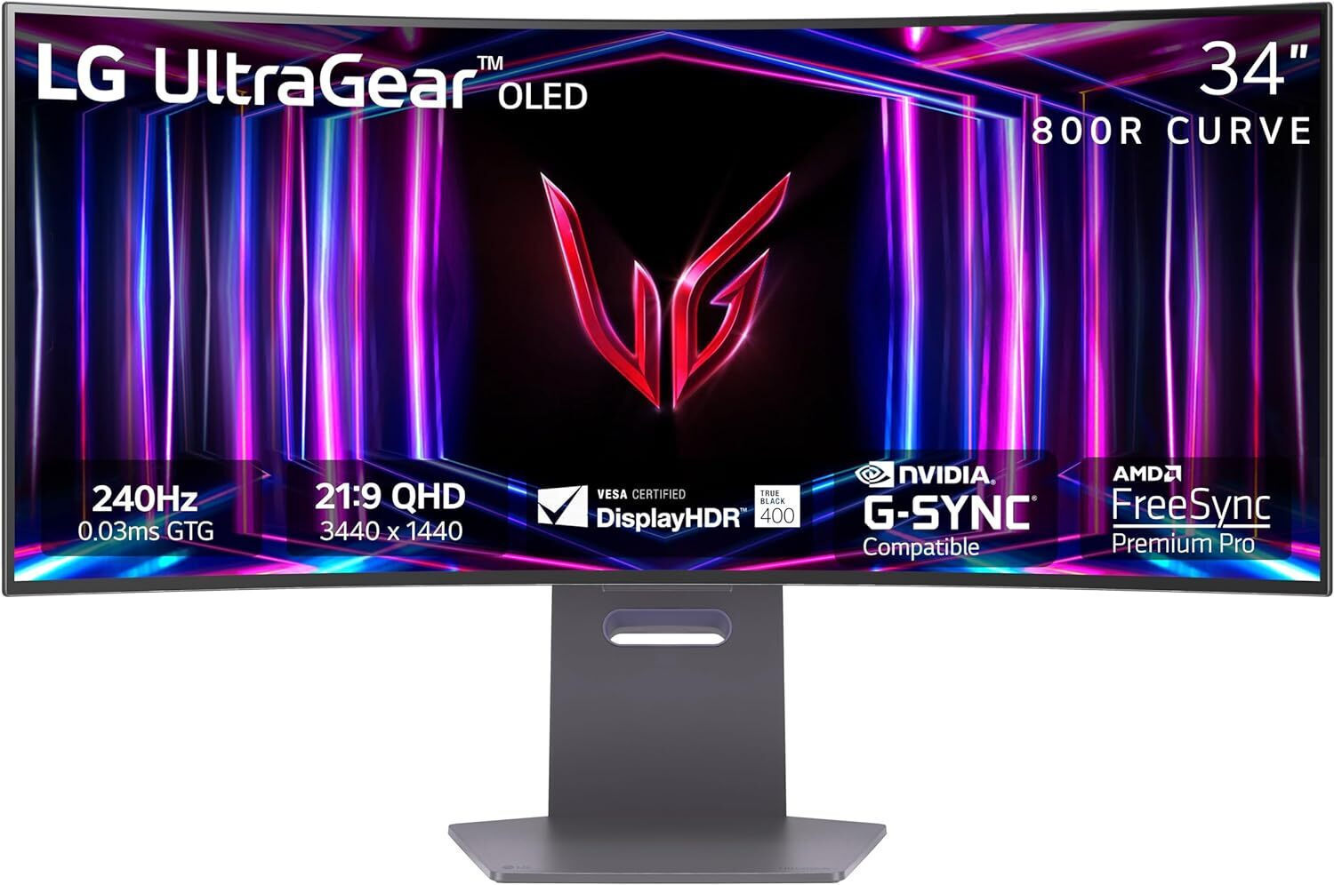 LG 34GS95QE UltraGear Ultrawide OLED HDR Curved Gaming Monitor 34 QHD 3440x1440 240Hz με Χρόνο Απόκρισης 0.03ms GTG