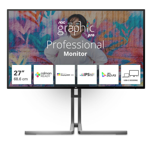 AOC U27U3CV IPS HDR Monitor 27 4K 3840x2160 με Χρόνο Απόκρισης 4ms GTG