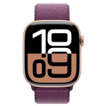 Apple Watch Series 10 Aluminium 46mm Αδιάβροχο με Παλμογράφο Rose Gold με Plum Sport Loop