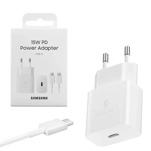 Samsung Φορτιστής με Θύρα USB-C και Καλώδιο USB-C - USB-C 15W Power Delivery Λευκός EP-T1510X