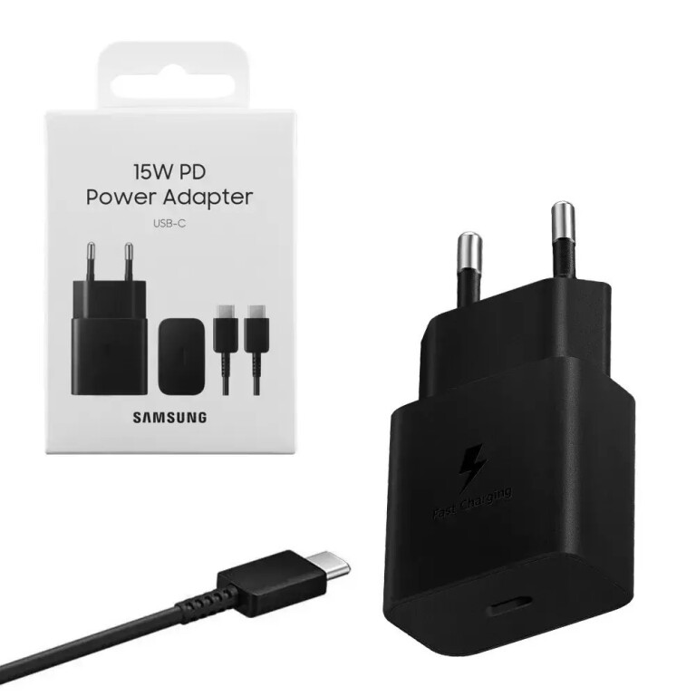 Samsung Φορτιστής με Θύρα USB-C και Καλώδιο USB-C - USB-C 15W Power Delivery Μαύρος EP-T1510X