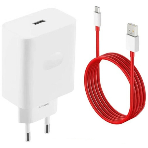 OnePlus Φορτιστής με Θύρα USB-A και Καλώδιο USB-C 100W Power Delivery Λευκός SUPERVOOC