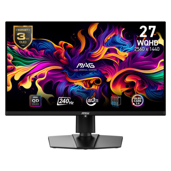 MSI MAG 271QPX QD-OLED E2 QD-OLED HDR Monitor 26.5 QHD 2560x1440 240Hz με Χρόνο Απόκρισης 0.03ms GTG