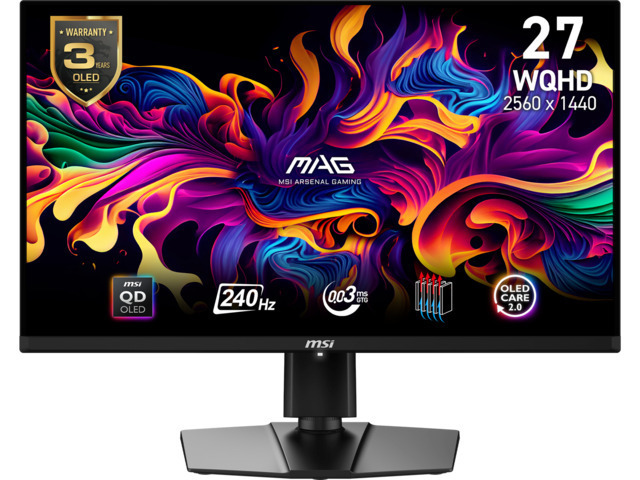 MSI MAG 271QPX QD-OLED E2 QD-OLED HDR Monitor 26.5 QHD 2560x1440 240Hz με Χρόνο Απόκρισης 0.03ms GTG