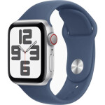 Apple Watch SE 2024 Cellular Aluminium 40mm Αδιάβροχο με eSIM και Παλμογράφο Silver με Denim Sport Band S/M