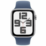 Apple Watch SE 2024 Aluminium 44mm Αδιάβροχο με Παλμογράφο Silver με Denim Sport Band M/L