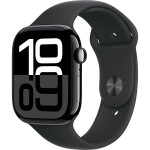 Apple Watch Series 10 Aluminium 46mm Αδιάβροχο με Παλμογράφο Jet Black με Black Sport Band S/M