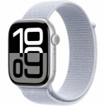 Apple Watch Series 10 Aluminium 46mm Αδιάβροχο με Παλμογράφο Silver με Blue Cloud Sport Loop