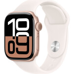 Apple Watch Series 10 Aluminium 42mm Αδιάβροχο με Παλμογράφο Rose Gold με Light Blush Sport Band S/M