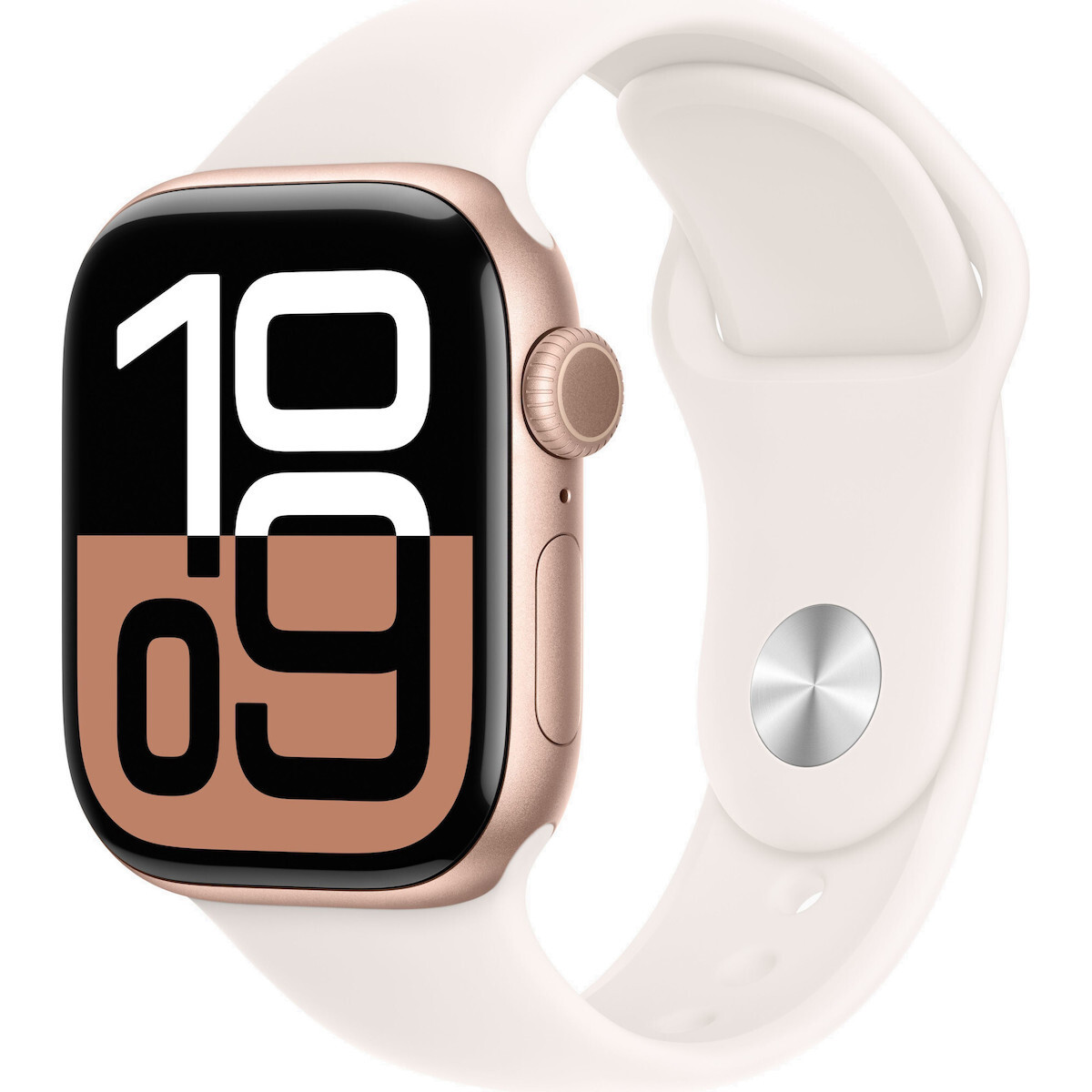 Apple Watch Series 10 Aluminium 42mm Αδιάβροχο με Παλμογράφο Rose Gold με Light Blush Sport Band S/M