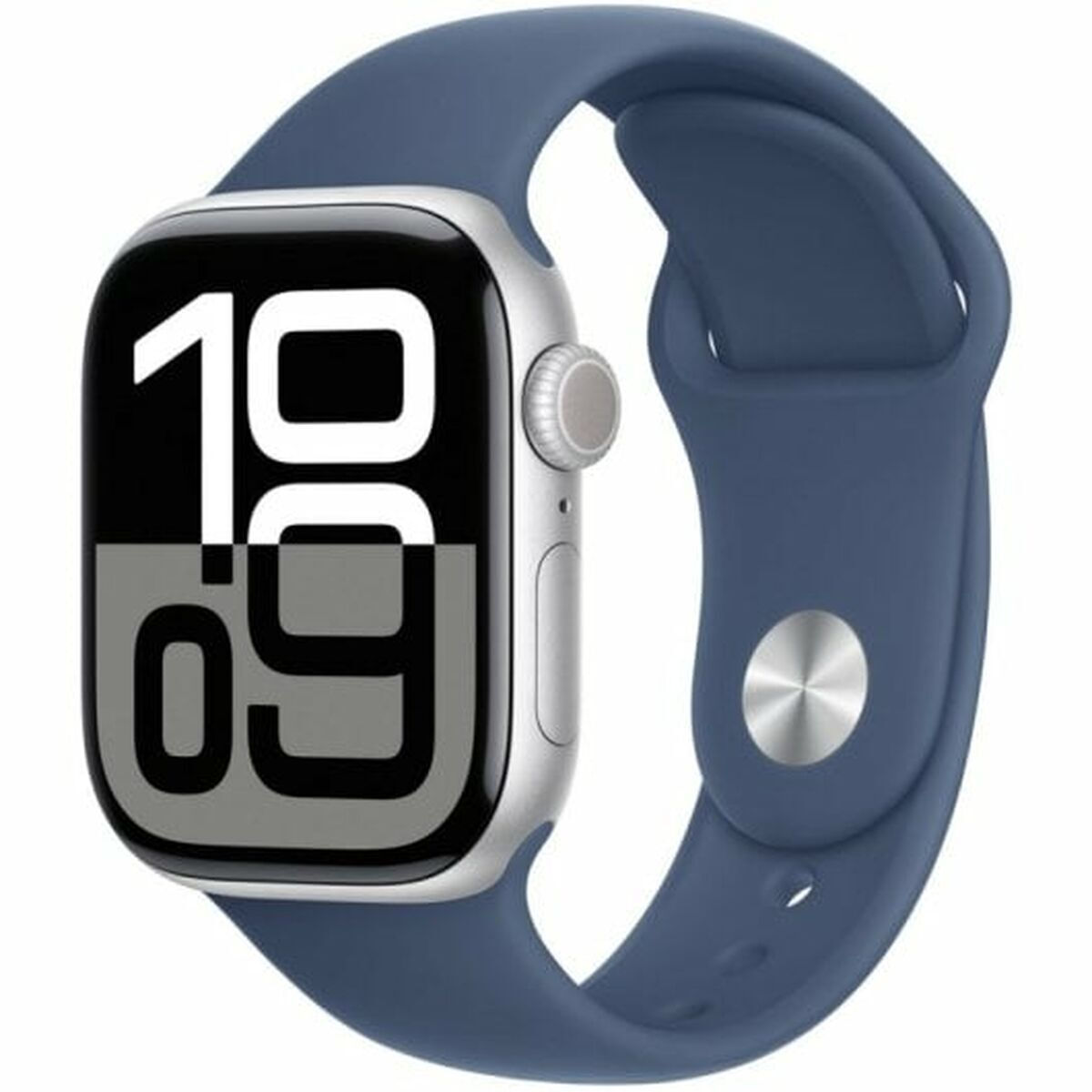 Apple Watch Series 10 Aluminium 42mm Αδιάβροχο με Παλμογράφο Silver με Denim Sport Band S/M