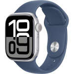 Apple Watch Series 10 Aluminium 42mm Αδιάβροχο με Παλμογράφο Silver με Denim Sport Band M/L