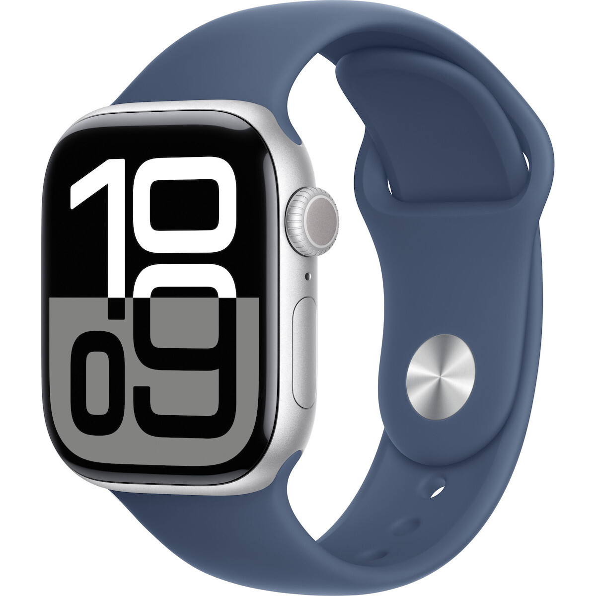 Apple Watch Series 10 Aluminium 42mm Αδιάβροχο με Παλμογράφο Silver με Denim Sport Band M/L