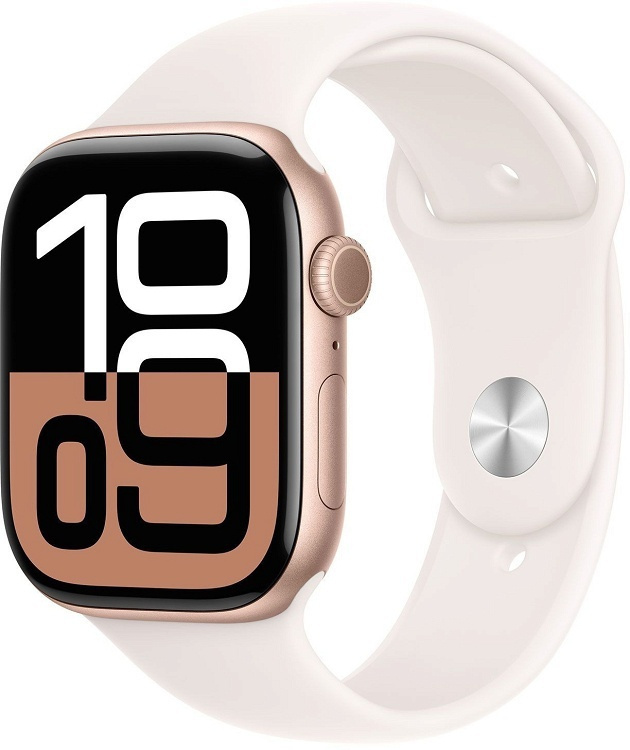 Apple Watch Series 10 Cellular Aluminium 42mm Αδιάβροχο με eSIM και Παλμογράφο Rose Gold με Light Blush Sport Band S/M