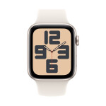 Apple Watch SE 2024 Aluminium 44mm Αδιάβροχο με Παλμογράφο Starlight με Starlight Sport Band S/M