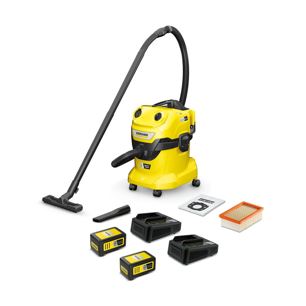 Karcher WD 4-18 Dual Επαναφορτιζόμενη Σκούπα Υγρών / Στερεών με Πλαστικό Κάδο 20lt Κωδικός 1.628-601.0
