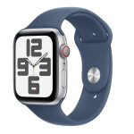 Apple Watch SE 2024 Cellular Aluminium 44mm Αδιάβροχο με eSIM και Παλμογράφο Silver με Denim Sport Band S/M
