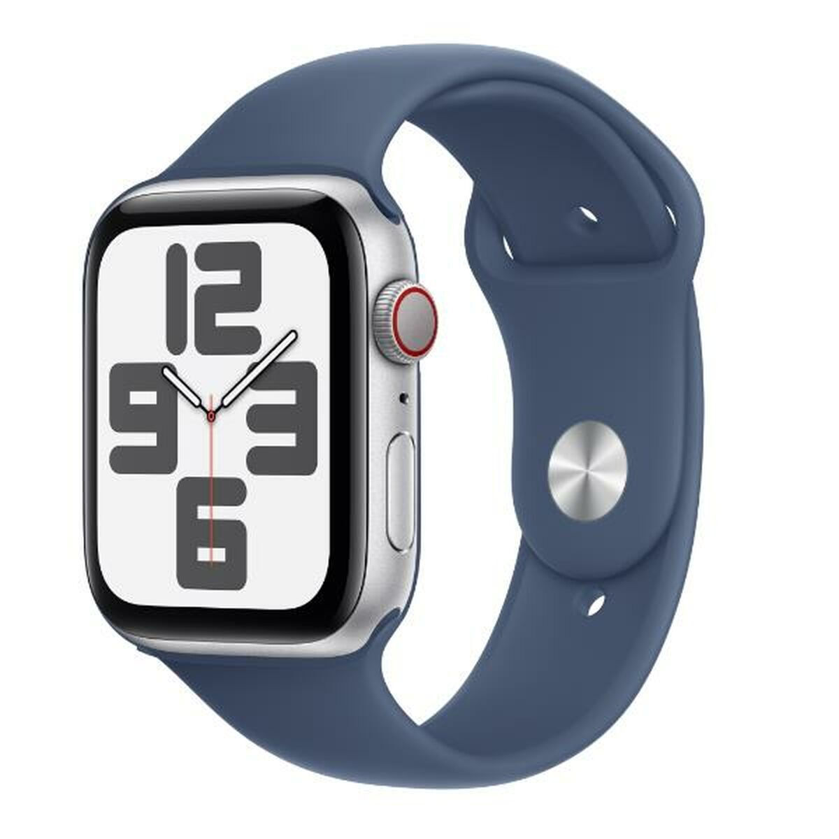 Apple Watch SE 2024 Cellular Aluminium 44mm Αδιάβροχο με eSIM και Παλμογράφο Silver με Denim Sport Band S/M
