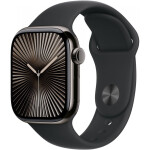 Apple Watch Series 10 Cellular Titanium 42mm Αδιάβροχο με eSIM και Παλμογράφο Slate Titanium with Black Sport Band