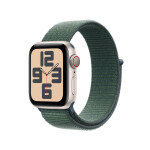 Apple Watch SE 2024 Cellular Aluminium 40mm Αδιάβροχο με eSIM και Παλμογράφο Starlight με Lake Green Sport Loop