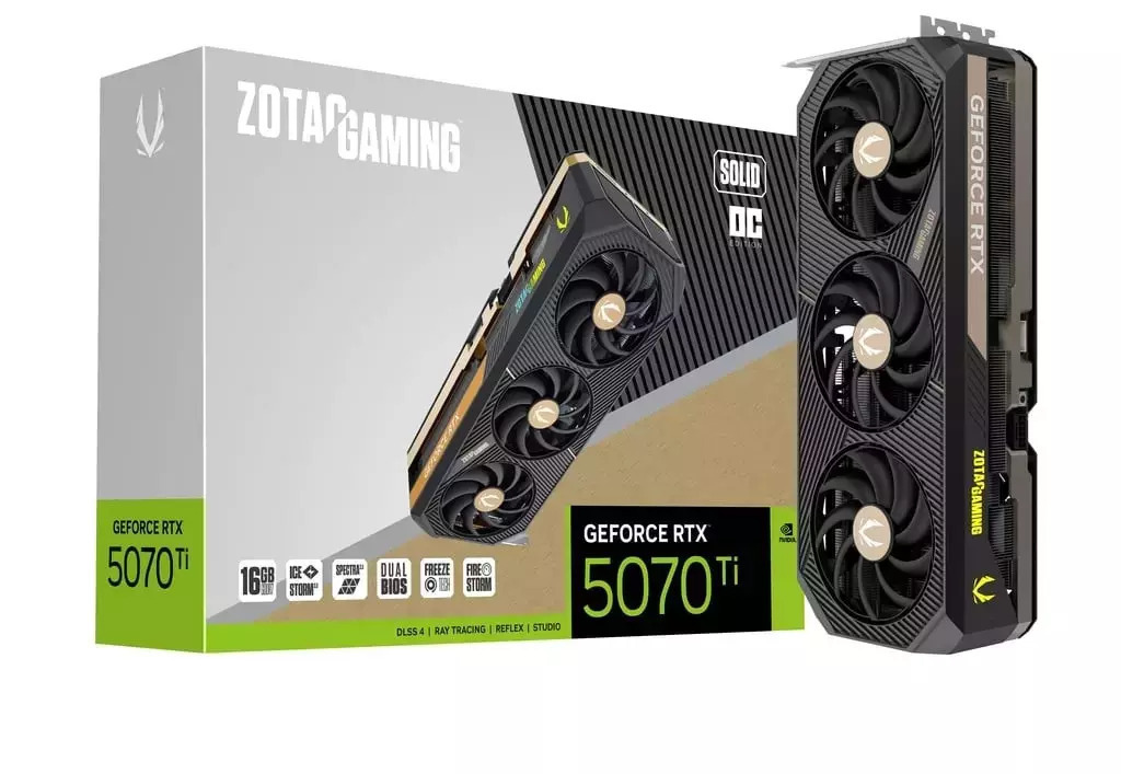 Zotac GeForce RTX 5070 Ti 16GB GDDR7 Solid OC Κάρτα Γραφικών Κωδικός ZT-B50710J-10P