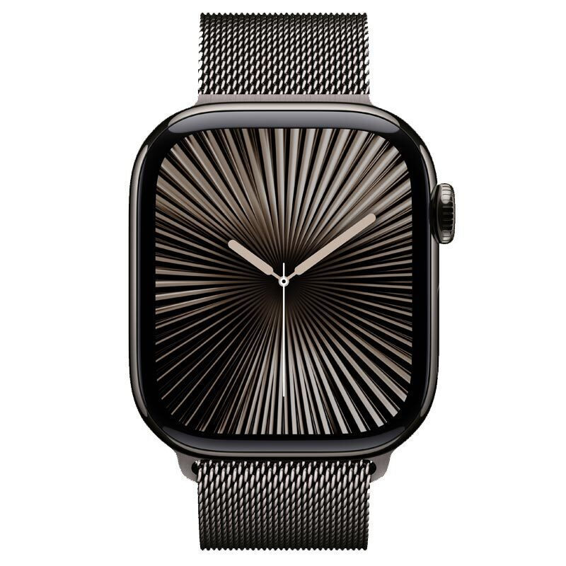 Apple Watch Series 10 Cellular Titanium 42mm Αδιάβροχο με eSIM και Παλμογράφο Slate Titanium με Slate Milanese Loop