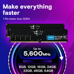 Crucial DDR5 128GB RAM με 2x64GB Modules και Ταχύτητα 5600 για Desktop Κωδικός CT2K64G56C46U5