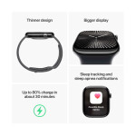 Apple Watch Series 10 Cellular Aluminium 42mm Αδιάβροχο με eSIM και Παλμογράφο Jet Black Aluminium Case with Sport Band S/M