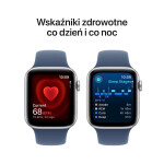 Apple Watch SE 2024 Cellular Aluminium 40mm Αδιάβροχο με eSIM και Παλμογράφο Silver με Denim Sport Band S/M