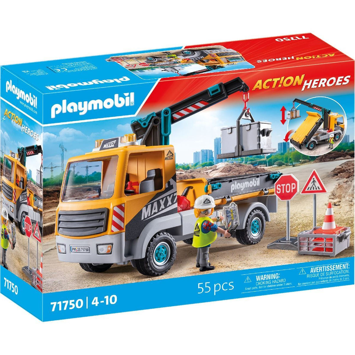 Playmobil Action Heroes Φορτηγό με Γερανό για 4-10 ετών