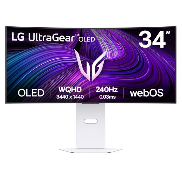 LG 34GX90SA-W Ultrawide OLED HDR Curved Monitor 34 QHD 3440x1440 240Hz με Χρόνο Απόκρισης 0.3ms GTG