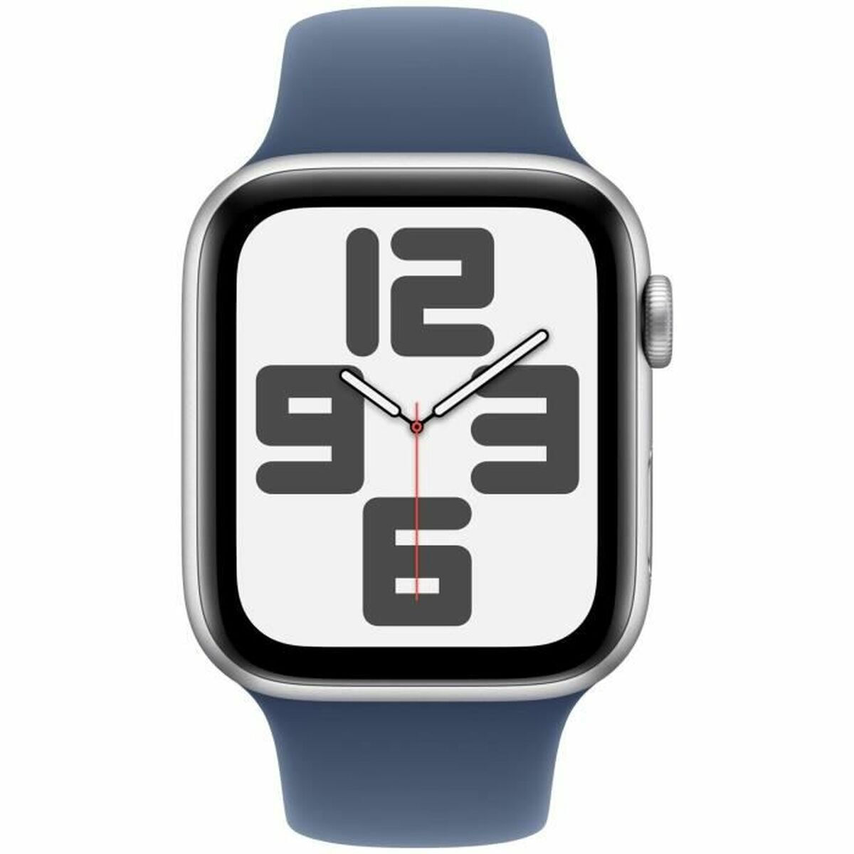 Apple Watch SE 2024 Aluminium 44mm Αδιάβροχο με Παλμογράφο Silver με Denim Sport Band S/M
