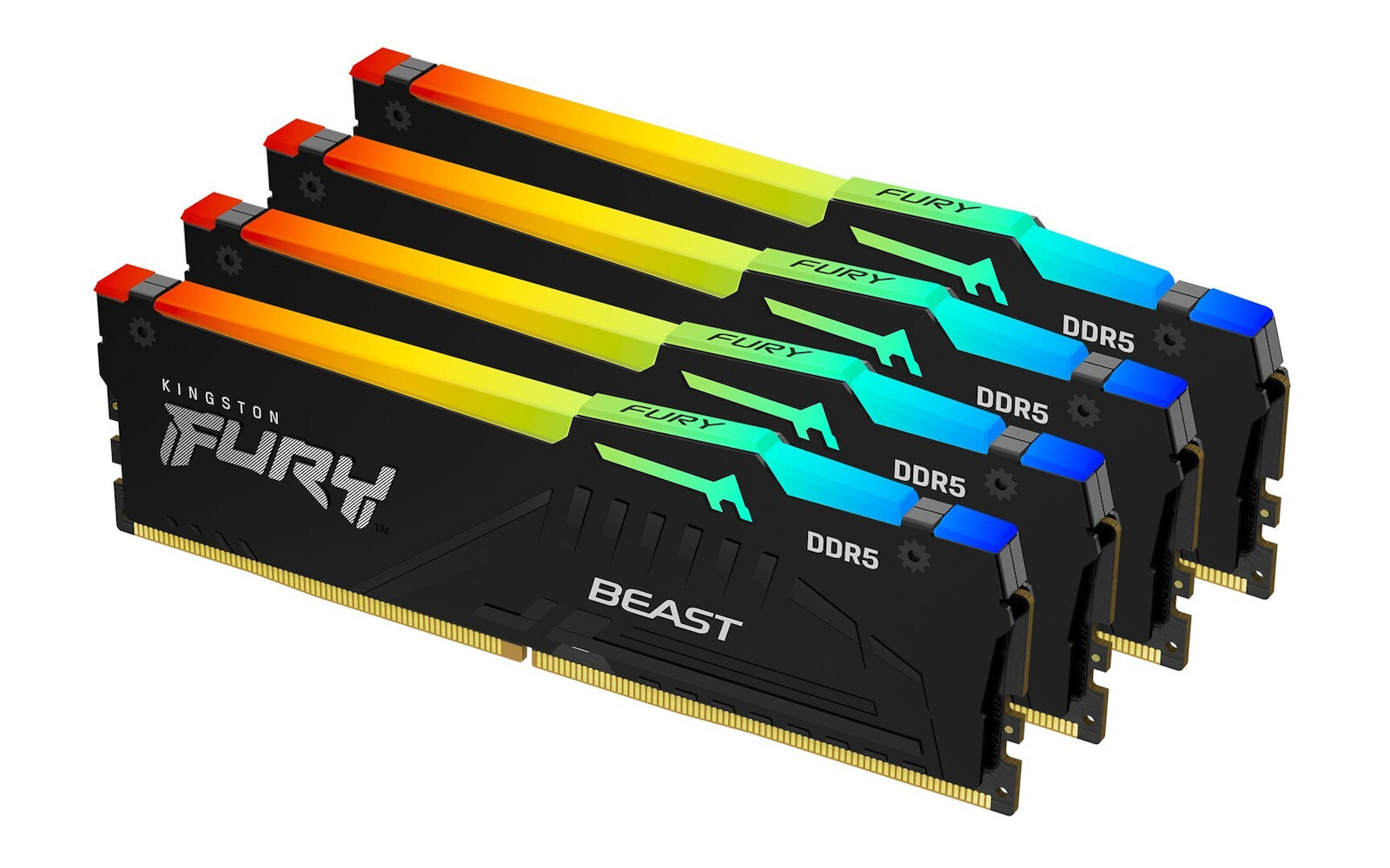 Kingston Fury Beast RGB DDR5 128GB RAM με 4x32GB Modules και Ταχύτητα 5600 για Desktop Κωδικός KF556C40BBAK4-128
