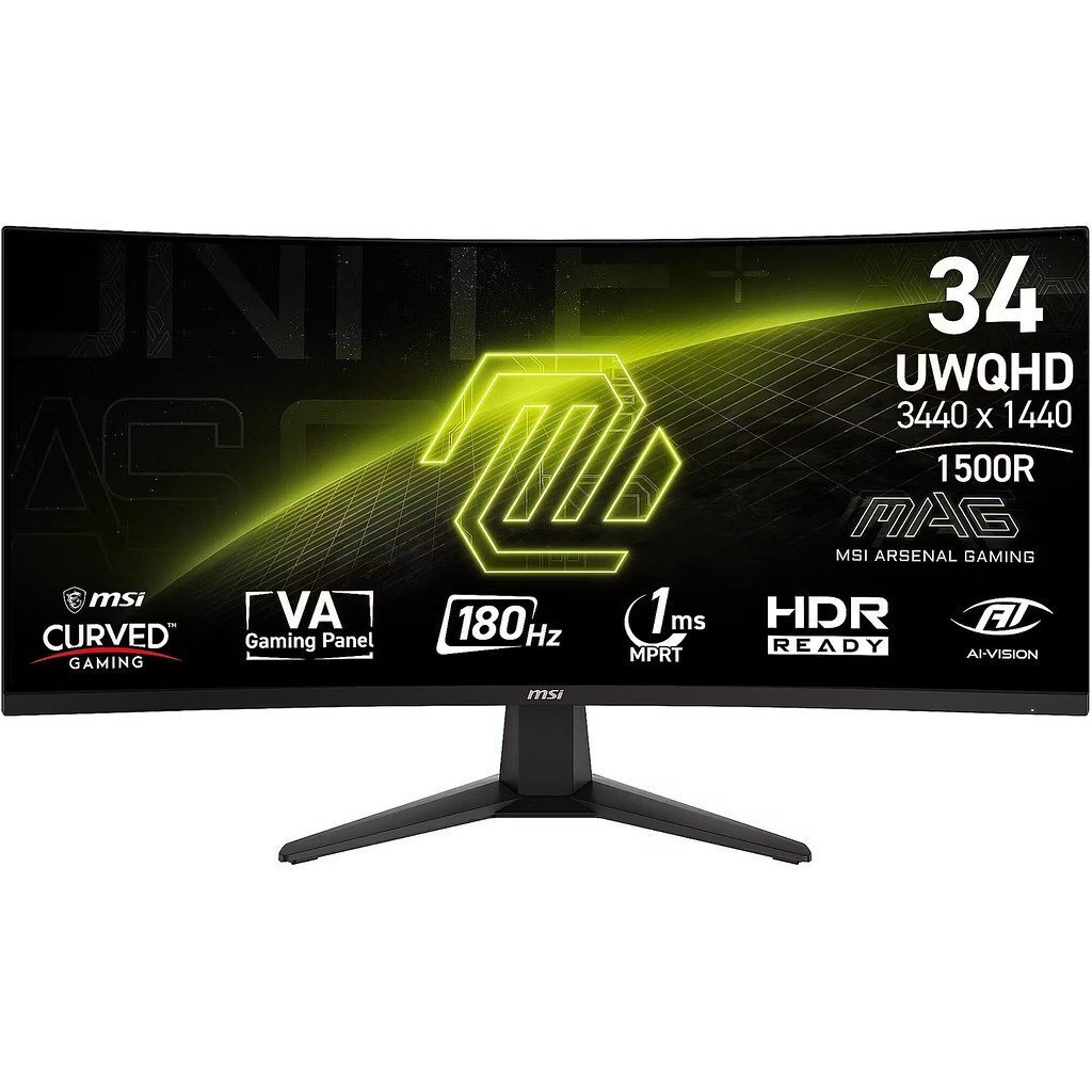 MSI MAG 346CQ Ultrawide VA HDR Curved Gaming Monitor 34 QHD 3440x1440 180Hz με Χρόνο Απόκρισης 1ms GTG