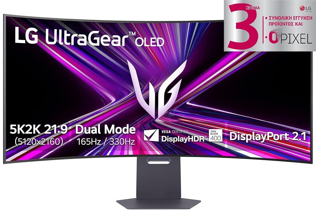LG UltraGear 45GX950A-B Ultrawide OLED HDR Curved Monitor 44.5 5120x2160 165Hz με Χρόνο Απόκρισης 0.03ms GTG