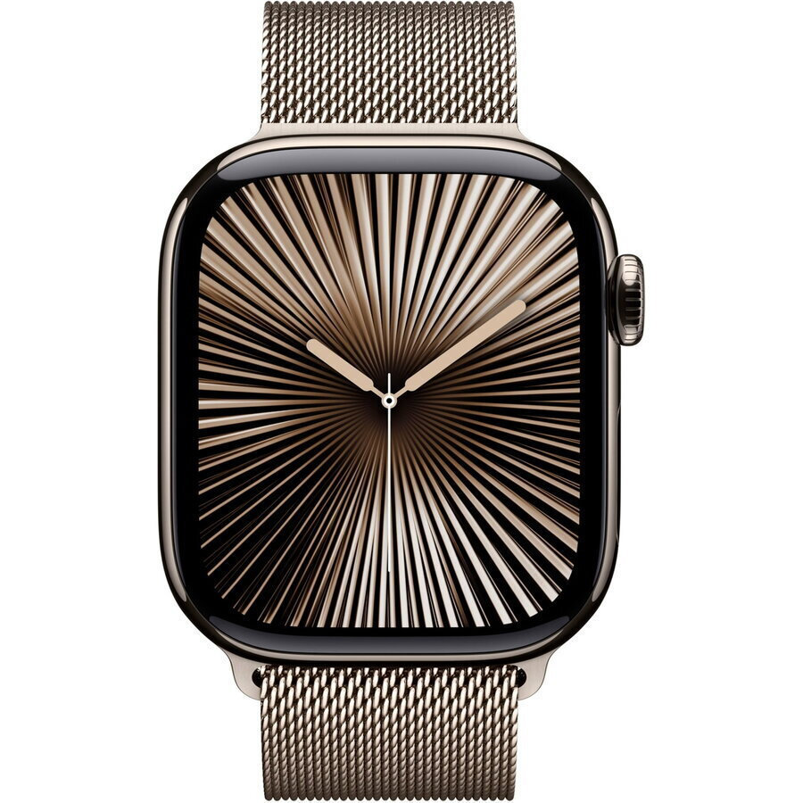 Apple Watch Series 10 Cellular Titanium 42mm Αδιάβροχο με eSIM και Παλμογράφο Gold Titanium με Milanese Loop Gold