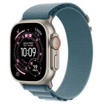 Apple Watch Ultra 3 Titanium 49mm Αδιάβροχο με eSIM και Παλμογράφο Natural Titanium Case with Light Blue Alpine Loop - Small