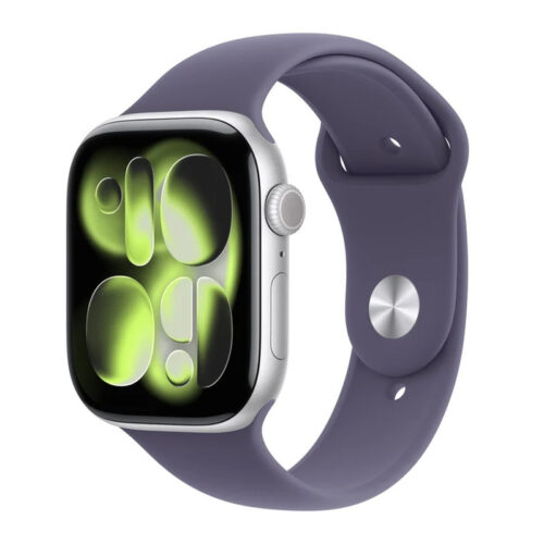 Apple Watch Series 11 Aluminium 46mm Αδιάβροχο με Παλμογράφο Silver Aluminium Case with Purple Fog Sport Band - S/M