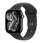 Apple Watch Series 11 Aluminium 46mm Αδιάβροχο με Παλμογράφο Jet Black Aluminium Case with Black Sport Band - S/M