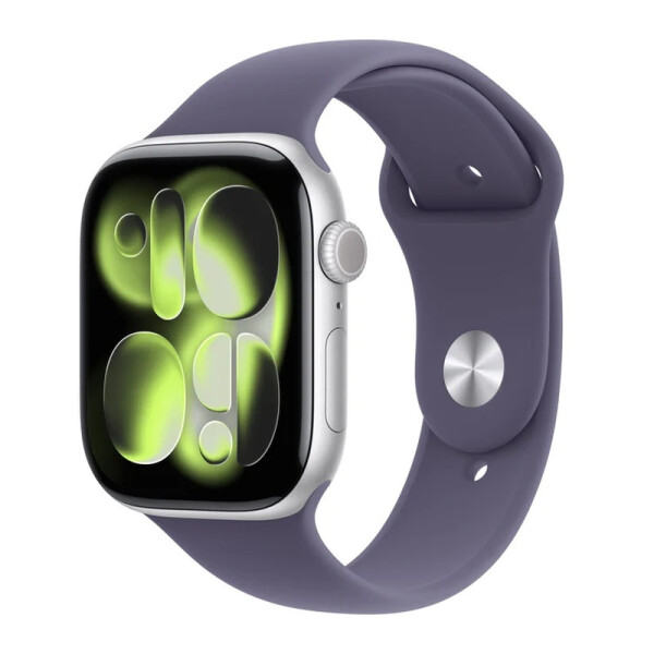 Apple Watch Series 11 Aluminium 46mm Αδιάβροχο με Παλμογράφο Silver Aluminium Case with Purple Fog Sport Band - M/L
