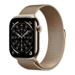 Apple Watch Series 11 Cellular Titanium 42mm Αδιάβροχο με eSIM και Παλμογράφο Gold Titanium Case with Gold Milanese Loop