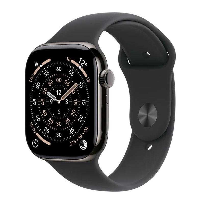 Apple Watch Series 11 Cellular Titanium 42mm Αδιάβροχο με eSIM και Παλμογράφο Slate Titanium Case with Black Sport Band - M/L