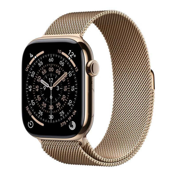 Apple Watch Series 11 Cellular Titanium 46mm Αδιάβροχο με eSIM και Παλμογράφο Gold Titanium Case with Gold Milanese Loop - S/M