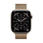 Apple Watch Series 11 Cellular Titanium 46mm Αδιάβροχο με eSIM και Παλμογράφο Gold Titanium Case with Gold Milanese Loop - S/M