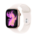 Apple Watch Series 11 Aluminium 46mm Αδιάβροχο με Παλμογράφο Rose Gold Aluminium Case with Light Blush Sport Band - S/M