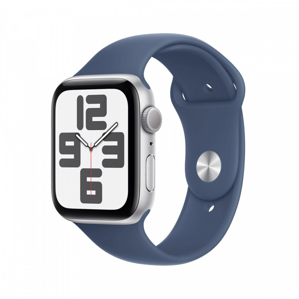 Apple Watch SE 2024 Aluminium 40mm Αδιάβροχο με Παλμογράφο Silver με Denim Sport Band M/L