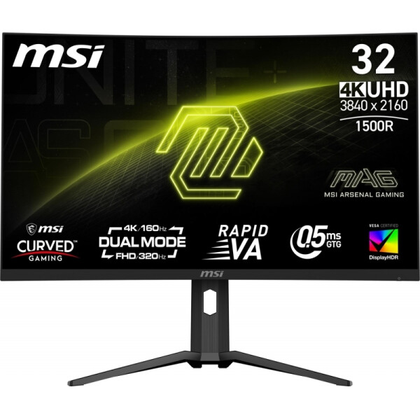 MSI MAG 321CUPDF VA HDR Curved Gaming Monitor 31.5 4K 3840x2160 160Hz με Χρόνο Απόκρισης 0.5ms GTG