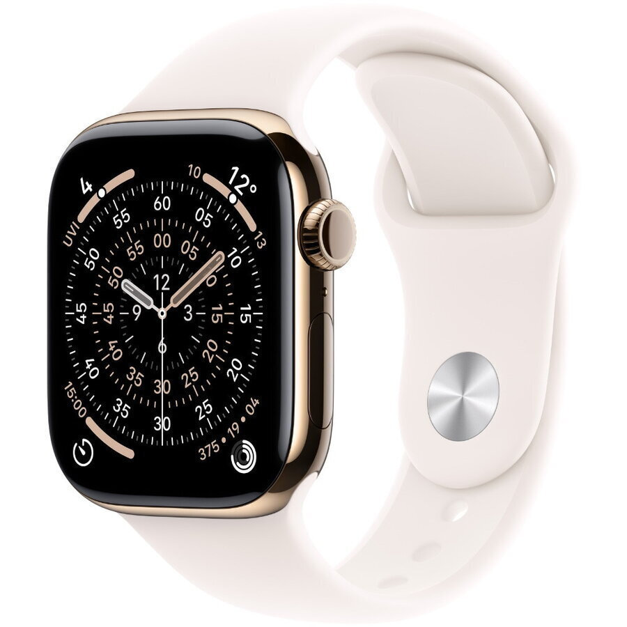 Apple Watch Series 11 Cellular Titanium 42mm Αδιάβροχο με eSIM και Παλμογράφο Gold Titanium Case with Light Blush Sport Band - M/L