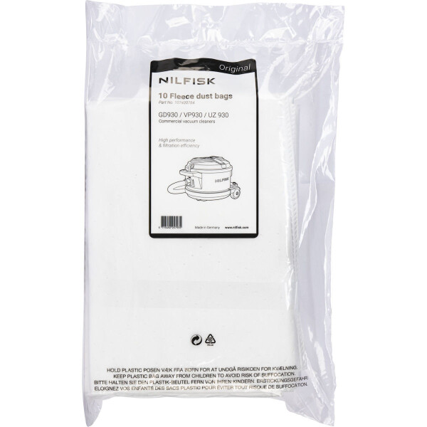 Nilfisk Σακούλες Σκούπας 10τμχ Συμβατή με Σκούπα Nilfisk Κωδικός 107420784