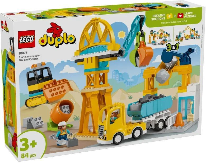 LEGO Duplo 3 in 1 Construction Site and Vehicles για 3 ετών Ετών 84τμχ Κωδικός 10476